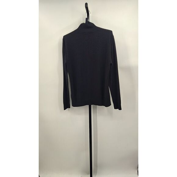 Quince Men Mongolian Cashmere Turtleneck Sweater Black Sleeved Top L - Picture 2 of 2